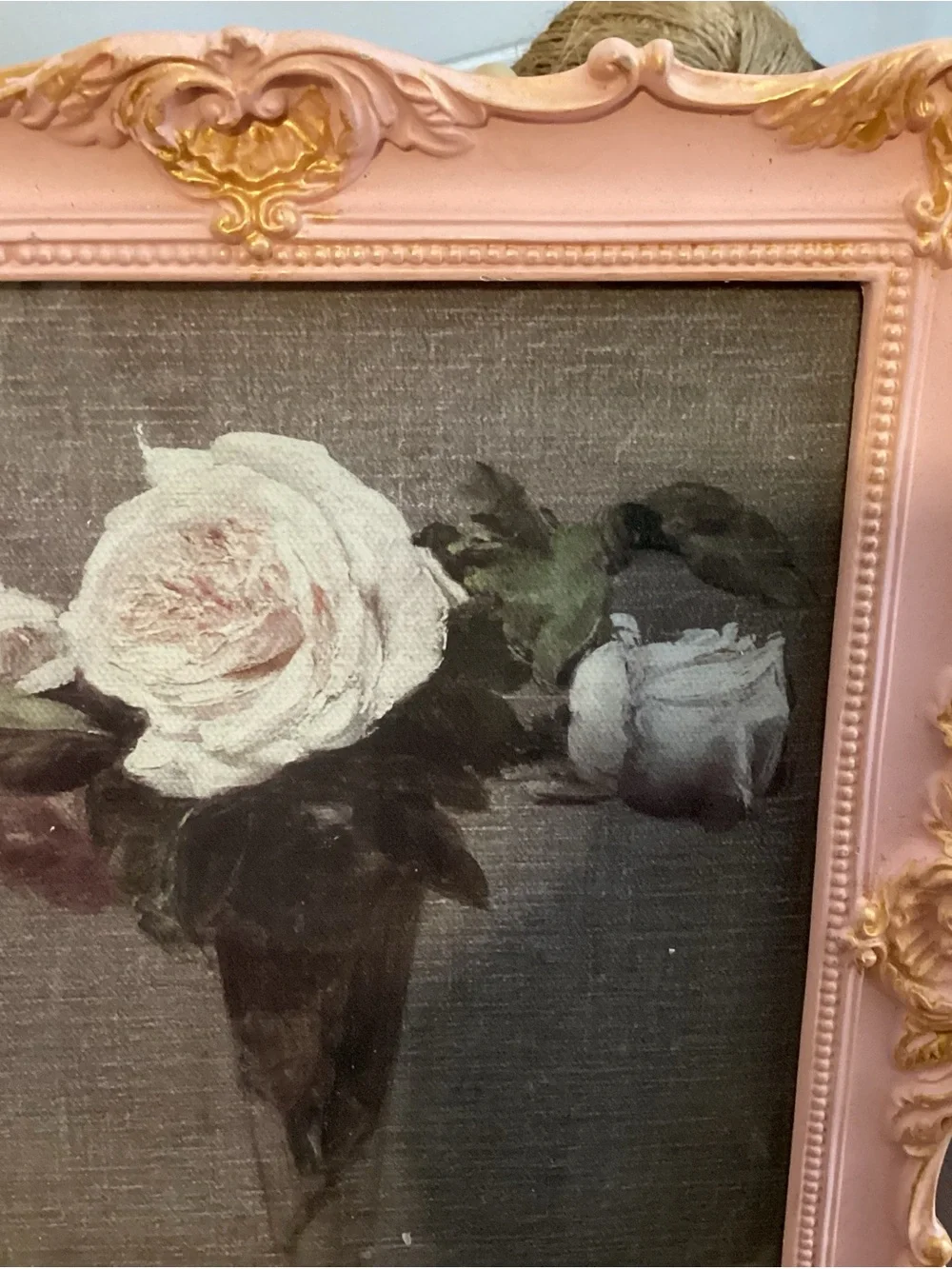 Pink Ornate Floral Framed Art